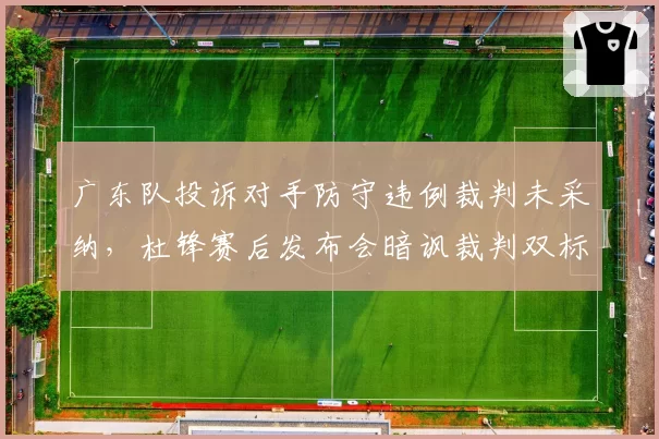 广东队投诉对手防守违例裁判未采纳，杜锋赛后发布会暗讽裁判双标